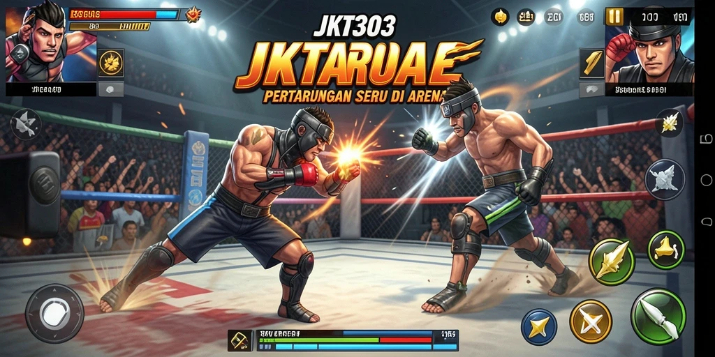 Gameplay JKT303 yang seru dan kompetitif di arena pertarungan.