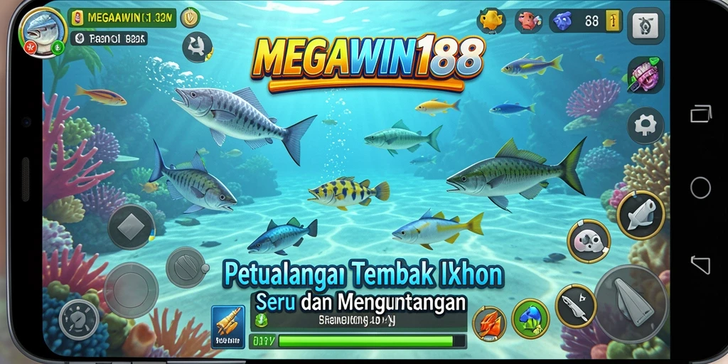 Screenshot gameplay MEGAWIN188 menampilkan aksi menembak ikan yang seru.
