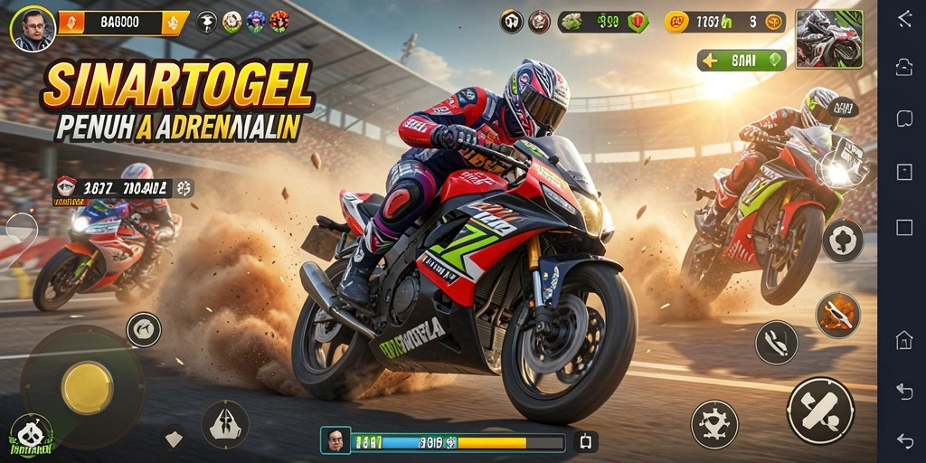 Tangkapan layar SINARTOGEL menampilkan balapan motor yang mendebarkan.
