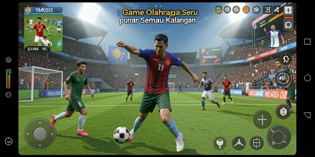 Tampilan gameplay SM605 yang menampilkan aksi olahraga seru.